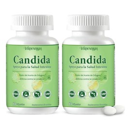 2pzs Candida Cleanse Con Hoja Orégano Ácido Caprílico 60 Cáp Sin Sabor