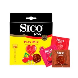 Sico Play Mix, Condón de látex texturizado y de sabores mixtos 20 pzas                                                                                