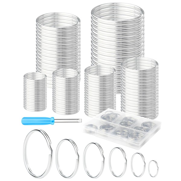 FIVEIZERO 120PCS Split Key Rings,Mixed Size Heavy Duty Metal Keyrings,Bulk