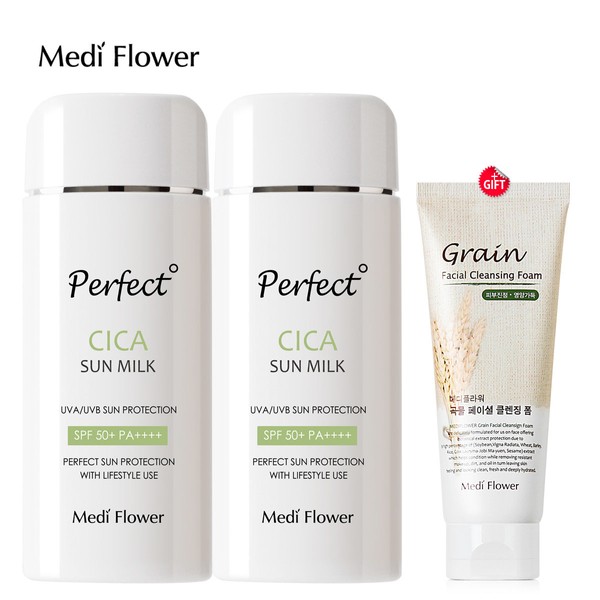 Mediflower Perfect Cica Sun Milk 100mlx2 + Grain Cleansing Foam 150ml
