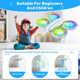 RC Drone for Kids and Beginner, Small RC Quadcopter with Lights and 3D Flip, Propeller Full Protect, Easy to Fly Toys Drone for Kids Boys and Girls Gift (White)