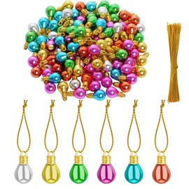 Pack of 100 Mini Christmas Ball Ornaments, Christmas Ball Decoration, Christmas Ball Pendants, with Ropes, for Christmas Tree Decoration, Christmas Party Decoration (Round)