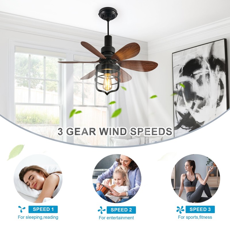 Garwarm 20IN Ceiling Fans with Lights, Socket Fan Light with