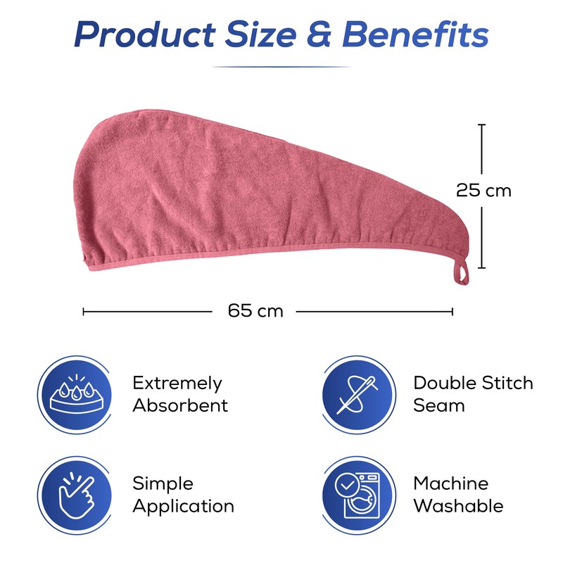 DK Essentials Premium Microfibre Hair Towels (65x25, Blue, Pink, Purple)