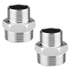 QZKJQDD 2 pieces stainless steel double nipple 3/4 inch male x 1/2 inch male thread, reducer 3/4 to 1/2 male thread, adapter 3/4 to 1/2 inch, suitable for industry, pipes, water etc