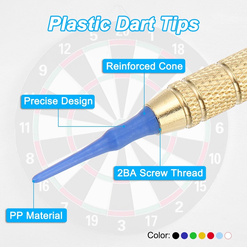 PATIKIL Plastic Dart Tips 2BA Thread, 60 Pack Soft Dart