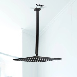 Easy Install Square Ceiling Shower Arm, Chrome Plated Adjustable Pipe with Anti-Leak WashersMaterial: Brass, Color: Black