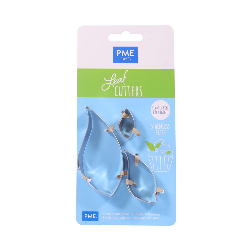 PME Stainless Steel Leaf Cutters, Set of 3, Silver, 4