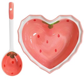 Ciieeo Dinnerware 1 Set Heart-Shaped Strawberry Bowls Candy Bowl Dessert Bowl Salad Bowl Cutlery Delicate Ess Houseware Good-Looking Set Accessories