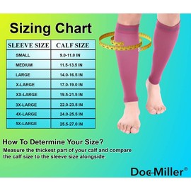 Doc Miller Calf Compression Sleeve 1 Pair 20-30mmHg Support Circulation Recovery Shin Splints Varicose Veins (Maroon, Small)