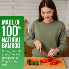 HOME ARCHIVE Bamboo Cutting Board 11"x8" Wodden Chopping Board for Chopping Meat, Vegetables, Fruits, Cheese, Knife Friendly Serving Tray with Handles Juice Groove (Medium)