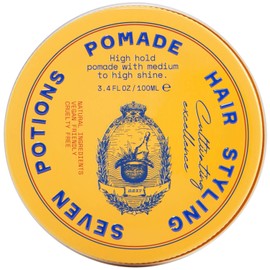 Seven Potions Men's Natural Pomade — Natural, Water-Based, High Shine, High Hold Hair Styling Product — 100% Vegan, Cruelty Free (100ml)