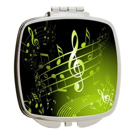 Island Gifting - Sheet Music Swirls on Green Backdrop - Square Compact Mirror - Travel Mirror