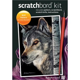Ampersand Art Supply Scratchbord Step-by-Step 5 x 7 Project Kit, Wolf