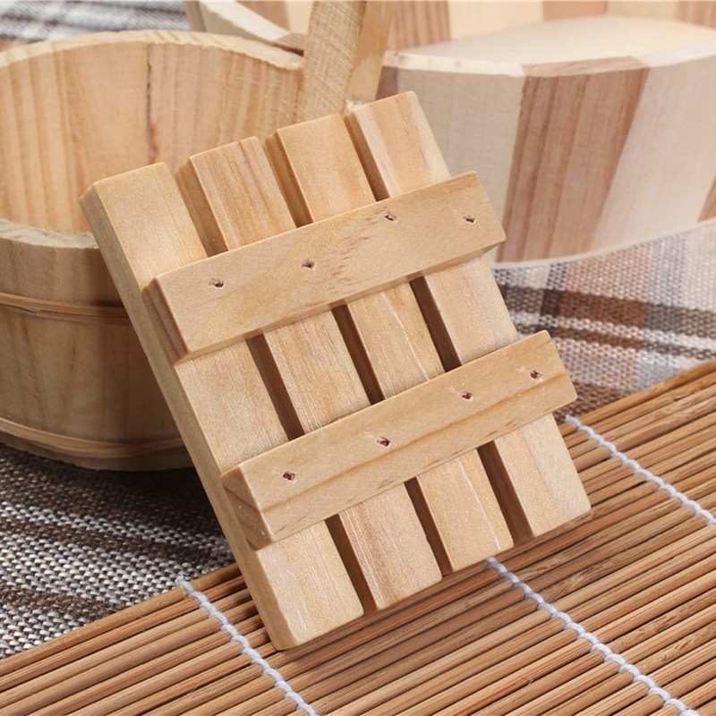 Pack of 2 Natural Wooden Bamboo Soap Dish Wooden Shower