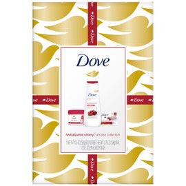 Dove Revitalizing Cherry Collection Gift Set – Cherry & Chia Milk Body Wash, Exfoliating Body Polish + Soap Bar (3 Piece Set)