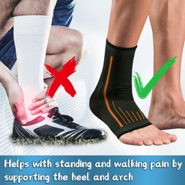 2 Pack Foot & Ankle Brace Compression Socks,Wrap &Ankle Support Compression Sleeve for Men & Women,support socks for Sprained Ankle,Heel Spurs,Injury Recovery,Achilles Tendonitis,Plantar Fasciitis (Orange, Large)