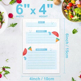 Toplive Vegetable Fruit 15 X 10 CM Recipe Cards Set of 50 Blank Recipe Sided,Large Recipe Index Card,Note Cards for Own Recipes, Vintage Design