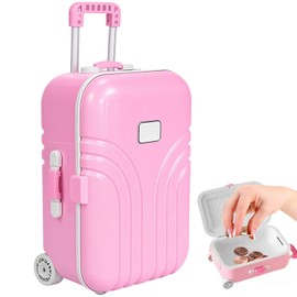 Creative Suitcase Money Box, Cute Simulation Travel Suitcase, Piggy Bank (Pink)