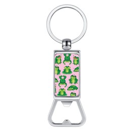 WIRESTER Metal Bottle Opener Keychain, Beer Bottle Opener Key Ring for Kitchen, Bar, Restaurant, Easy to Carry - Green Frog Pattern