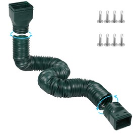 plusgutter 11.5ft Long Gutter Downspout Extensions Flexible, Drain Downspout Extender, Down Spout Drain Extender, Gutter Connector Rainwater Drainage, Extendable from 2.6ft to 11.5ft(Green)