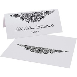 Paisley Printable Place Cards, Black (Choose Color), Set of 60 (10 Sheets), Laser & Inkjet Printers - Wedding, Party, Dinner, and Special Events - Made in the USA