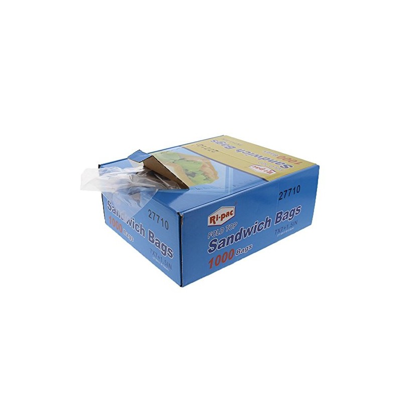 Ri-Pac Sandwich Bag, Fold Top, 7x7+1.5in, 1000 Bags