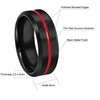 CROWNAL 8mm Thin Red Groove Black Brushed Tungsten Carbide Wedding