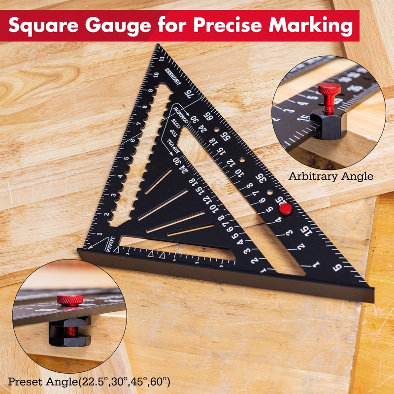 Arrow Aluminum Alloy Carpenter Square Set, 7-Inch & 12-Inch Rafter