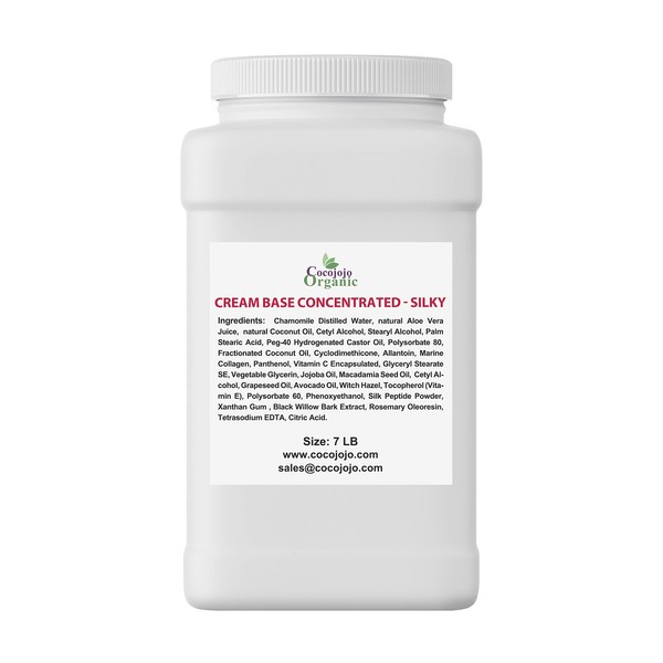 Concentrated Silky Cream Base - A Rich Base Cream Cosmetics and Cosmetic Formulation Made with Vitamins and Cosmetic Grade Carrier Oils 100% Vegan, Gentle Hydrating Formula - Bulk 128 oz - 1 Gallon
