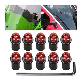 CGEAMDY 10 Pieces Windscreen Bolt Kit, Universal Windshield Modified Screw, Motorcycle Fixing Screw, Multifunctional Car Accessories, Windshield Installation Kit, for Most Motorcycles(Red)