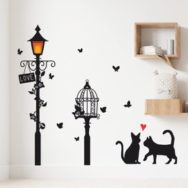 ZARROUEA Wall Sticker (Cats, Dogs, Animals, Street Lights, 3D Sticker Art) Decorative Wall Decor Wallpaper
