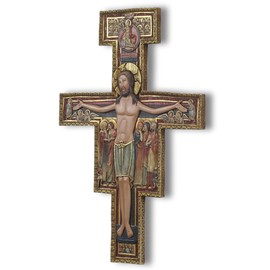 DevotedWalls 12” H San Damiano Crucifix, Catholic Francis of Assisi Style San Damiano Crucifix Cross for Wall