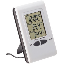 PEARL Outdoor Thermometer - Digital Indoor and Outdoor Thermometer with LCD Display and Time (Digital Thermometer with Large Display)