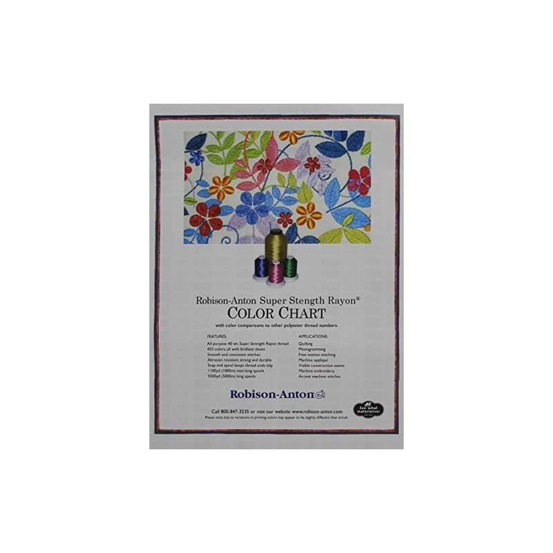 Robison Anton Rayon Thread Paper Color Chart