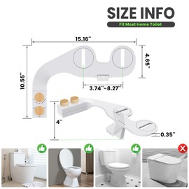 Terapaton Toilet Bidet With Left/Right Side Reversible Design, Fresh Water, Non-Electric, Toilet Bidet Attachment, Right/Left Hand Side with Dual Nozzle, Self-Clean, Easy to Install (Bamboo Knob)