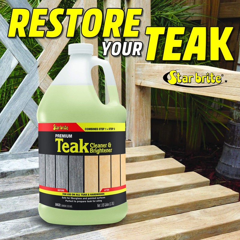 STAR BRITE Teak Cleaner & Brightener, Restore Weathered Wood, 128