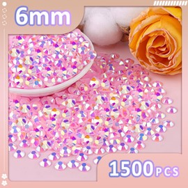 TINKRSTUFF 1500Pcs 6mm Resin Jelly Rhinestones with 1Pcs 10ml B7000 Jewelry Glue for Crafting, Light Pink AB Flatback Gems, Bedazzling Crystal Bulk for DIY Crafts Clothing Tumblers Shoes Nail Art Fabric
