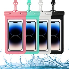 Funda Impermeable Para Celular 4 Pcs,Ipx8 Bolsa Para Celular Contra Agua,30 Metros Protector Celular Contra Agua,Pantalla Táctil Sensible Fotografía De Alta Definición,Apto Para Buceo, Natación, Playa