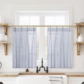 Cabinet Curtains for Shelves Under Kitchen Sink,Cafe Style French Country Curtains for Living Room,Dark Blue,20 Inch Long