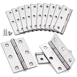 10Pcs 44mm Door Hinges, 1.73'' Folding Butt Hinges, Anstore Silver Ball Bearing Hinges Internal Door Hinges for Home Door or Cabinet Door, Internal Doors, Window, Box with 72pcs Screws