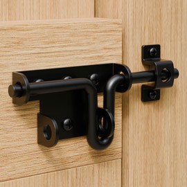 Black Heavy Duty Slide Bolt Gate Latch with Padlock Hole, Barn Door Latch for Wooden Fence Shed Door, PVC Fence, Solid Hardware Thickened Metal Sliding Bolt Fence Gate Latch, 1 Pack