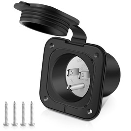 BUMBEE 15 Amp 125V Flanged Inlet, NEMA 5-15P 2 Pole 3-Wire AC Port Plug, RV Shore Power Inlet Plug w/Waterproof Cover for Marine Boat RV Shed Electrical Connections