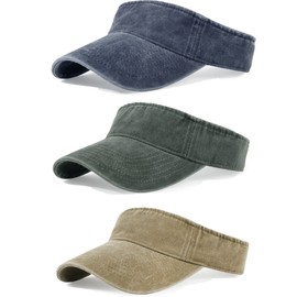 3 Pack Sun Visors for Women Men Cooling Lightweight Sports Sun Hats Adjustable Twill Cotton Run Visor