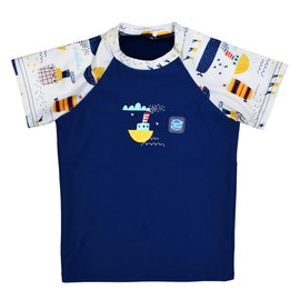 Splash About Boys' Short-Sleeved Top Rash Guard Shirt, Tug Boats