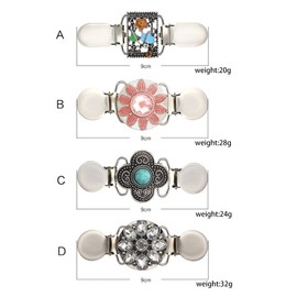 Pack of 4 Pullover Clips, Vintage Pullover Chain Creative Silver Cardigan Clip, Brooch Pullover Pins Clips, Cardigan Collar Clip, Girls Cardigan Clip, Scarf Clip, for Women Pullover Blouse Scarf,