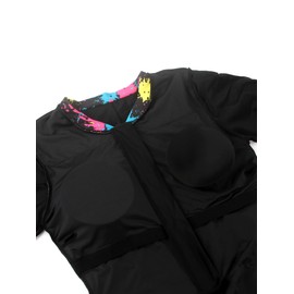 Ocean Blues Women's Corlor Block Long Sleeve One Piece Bathing Suit Athletic Boyleg One Piece Swimsuit UPF 50+ Sun Protection Rash Guard Size Large