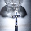 BAMIKI Cross Necklace for Men, Created Sapphire Blue Cross Pendant