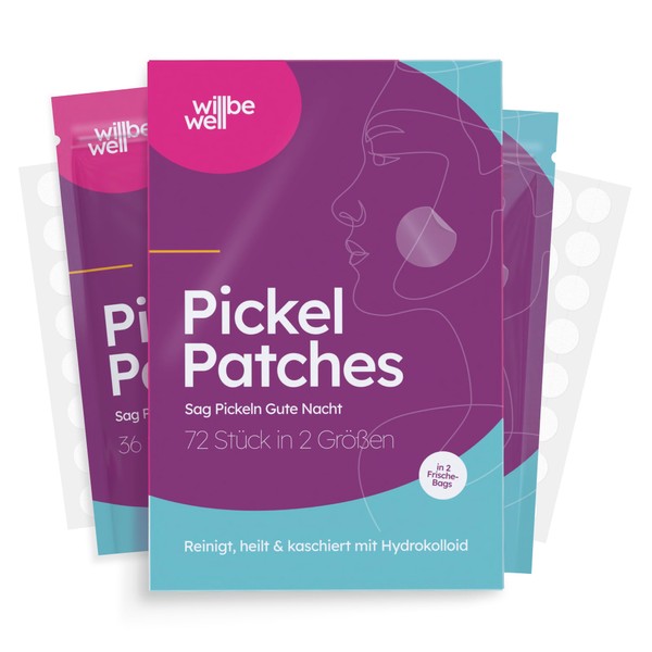 willbewell Pimple Patches, 72 Pieces in 2 Sizes, Cleans, Heals