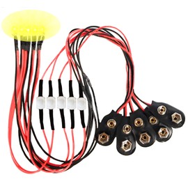 5 Pack - 9 Volt Battery LED Light with On/Off Switch (Yellow Flicker)